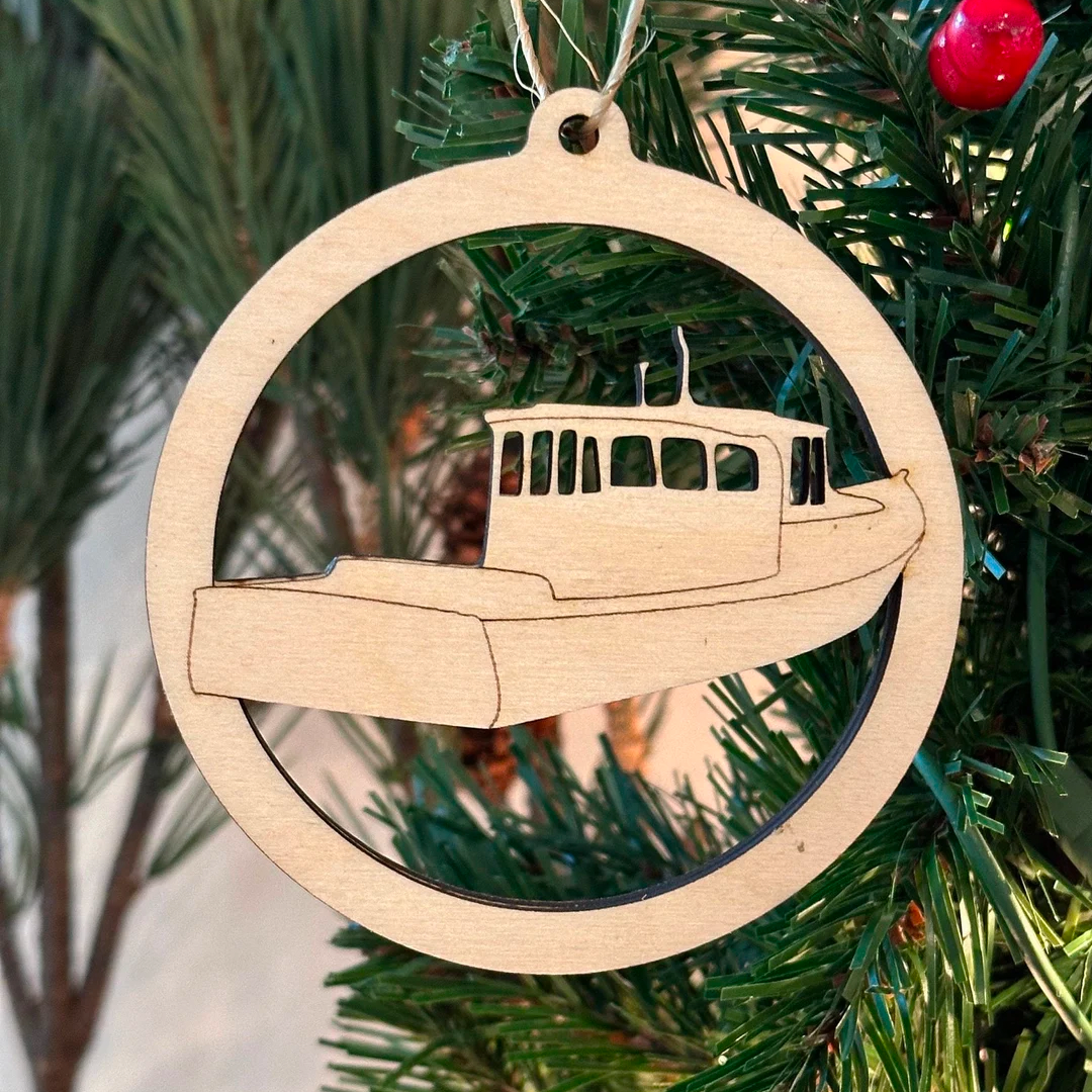 Maine Lobster Boat Wooden Ornament