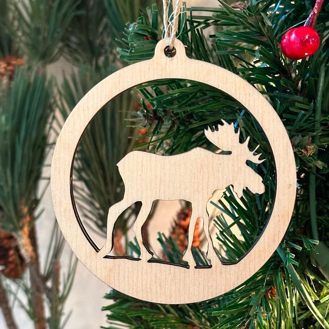 Maine Moose Wooden Ornament