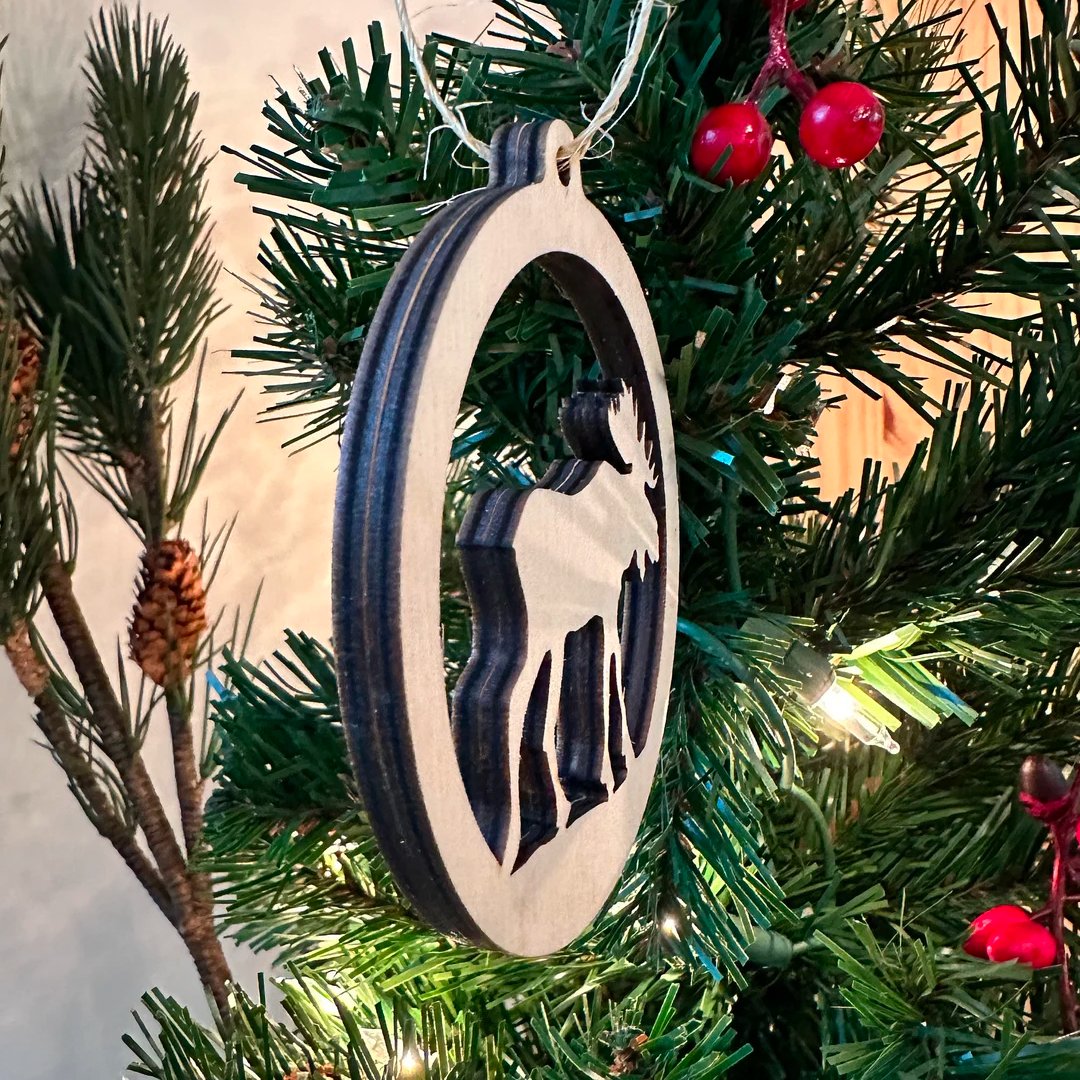 Maine Moose Wooden Ornament