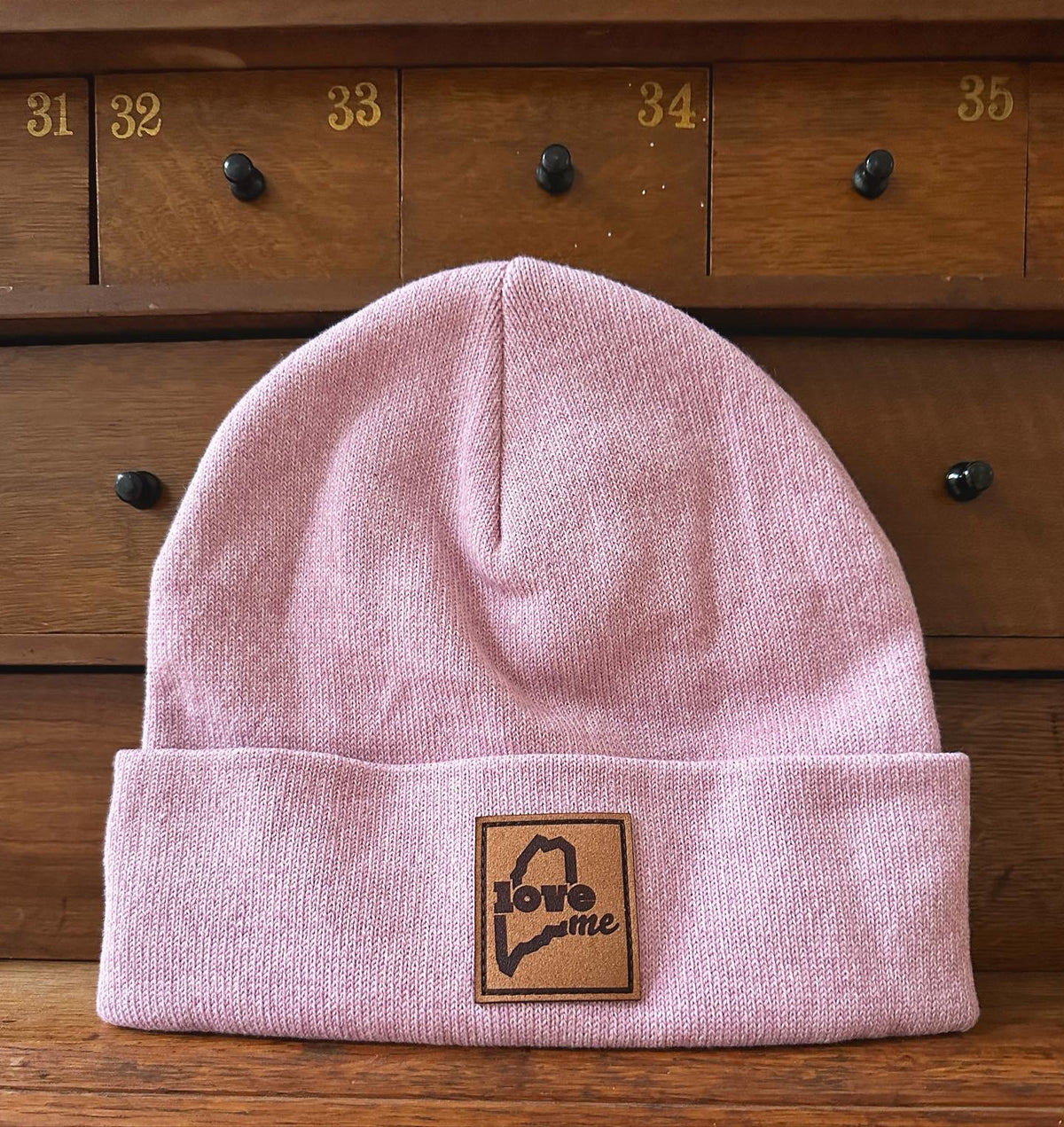 LoveME Suede Patch Cuff Beanie (Pink)