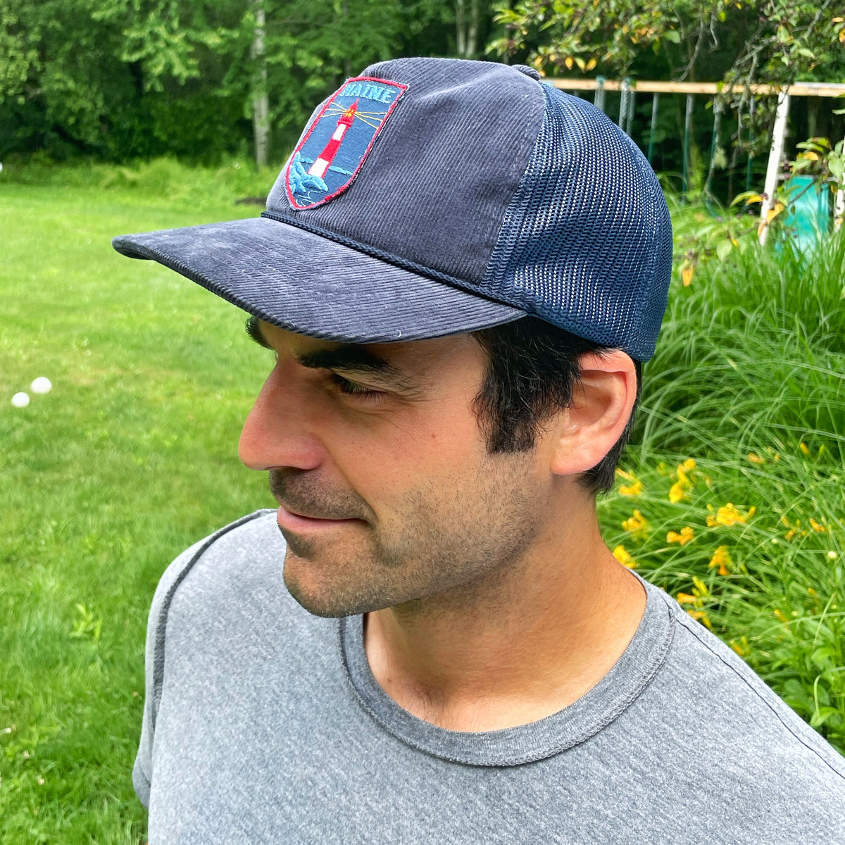 Retro Maine Lighthouse Corduroy Trucker Hat