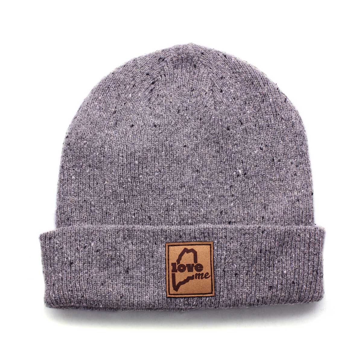 LoveME Suede Patch Cuff Beanie (Heather Grey)