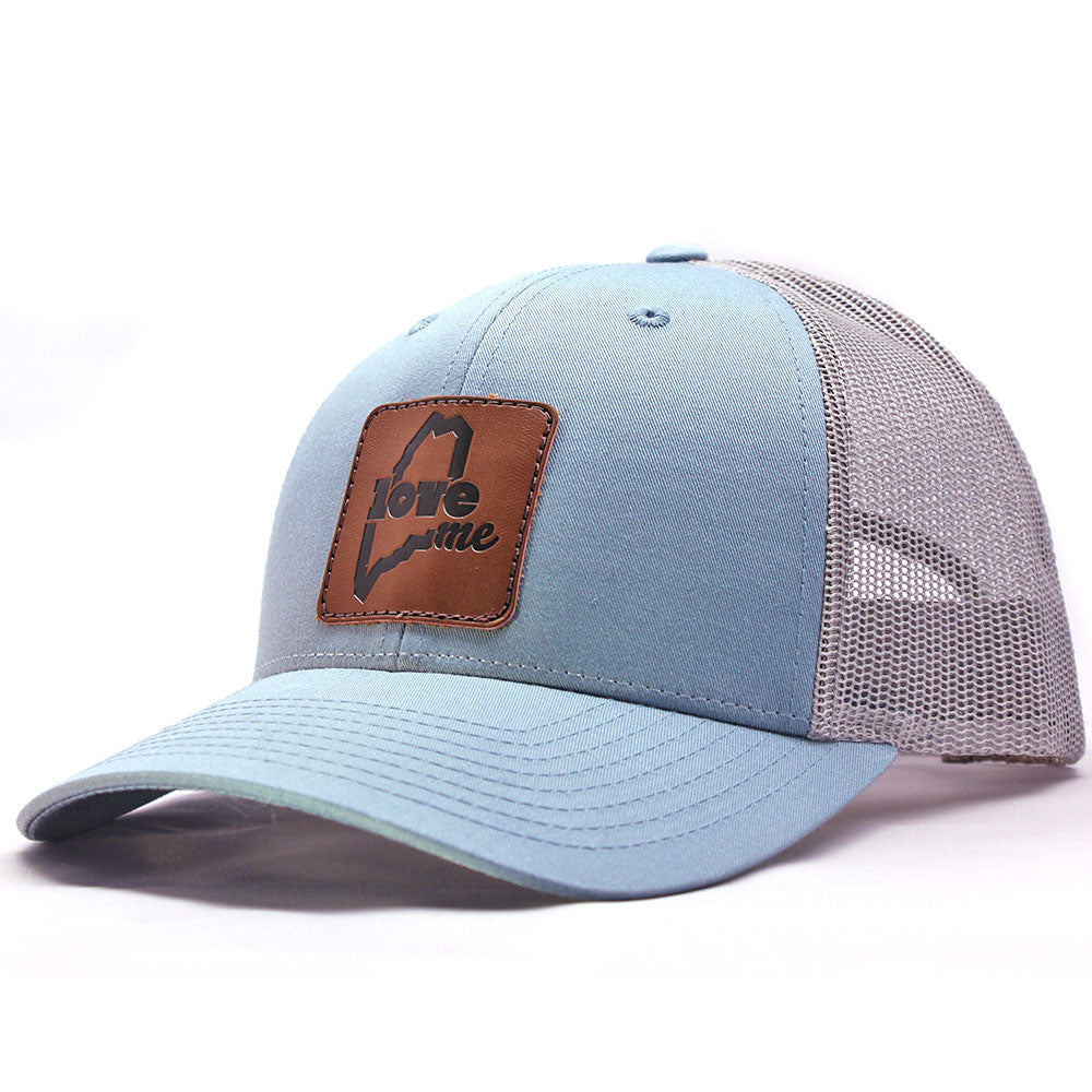 LoveME Low Profile Leather Patch Trucker Hat