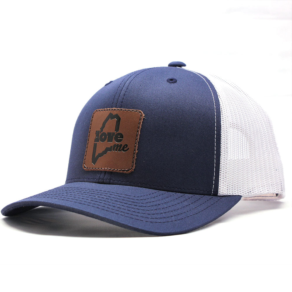 LoveME Low Profile Leather Patch Trucker Hat