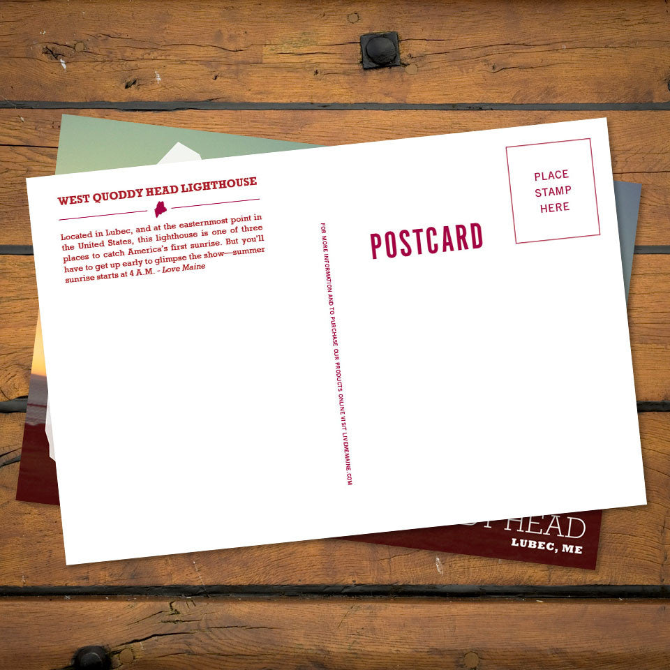 Love Maine Postcard West Quoddy Head Lighthouse Lubec Back