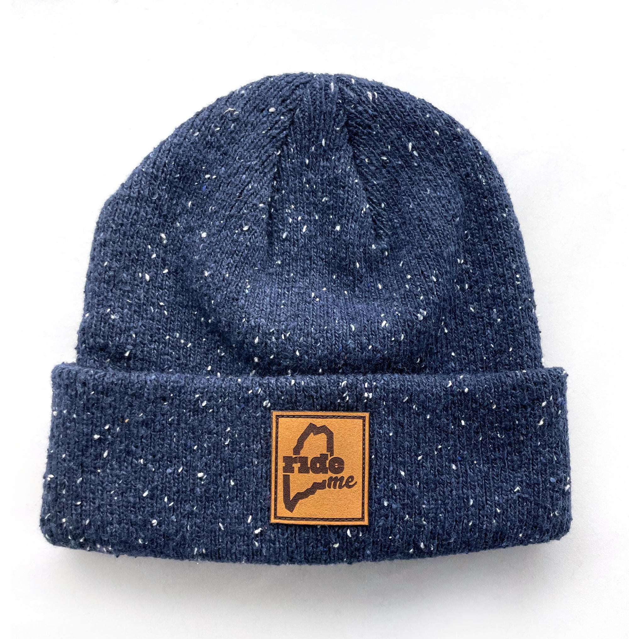 RideME Suede Patch Cuffed Knit Beanie